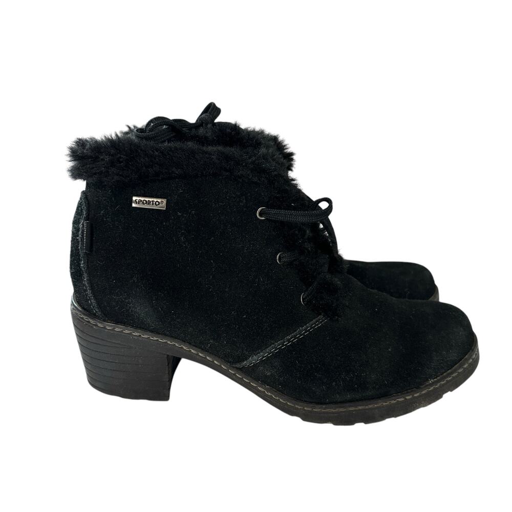 Sporto Black Faux Fur Heeled Boots